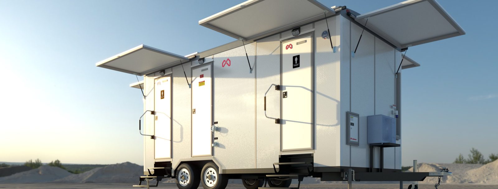 Baño móvil TB 550 con kit solar de 4.500 W y aire acondicionado