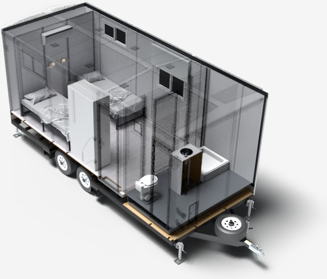 Habitación móvil TH 600 con mobiliario (imagen referencial)