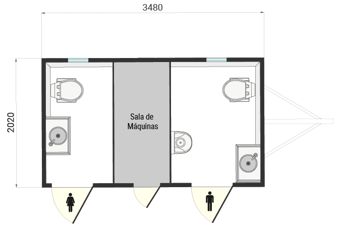 Planta - Baño Móvil: TB 350-2