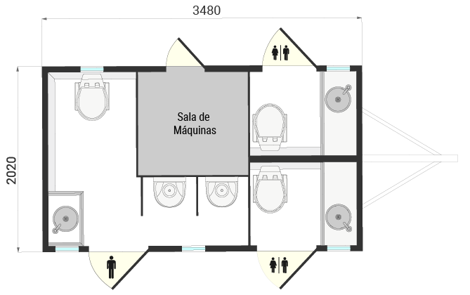 Planta - Baño Móvil: TB 350-3