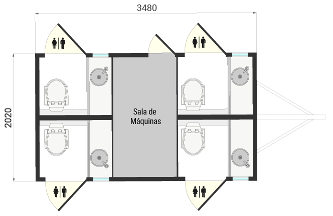 Planta - Baño Móvil: TB 350-4