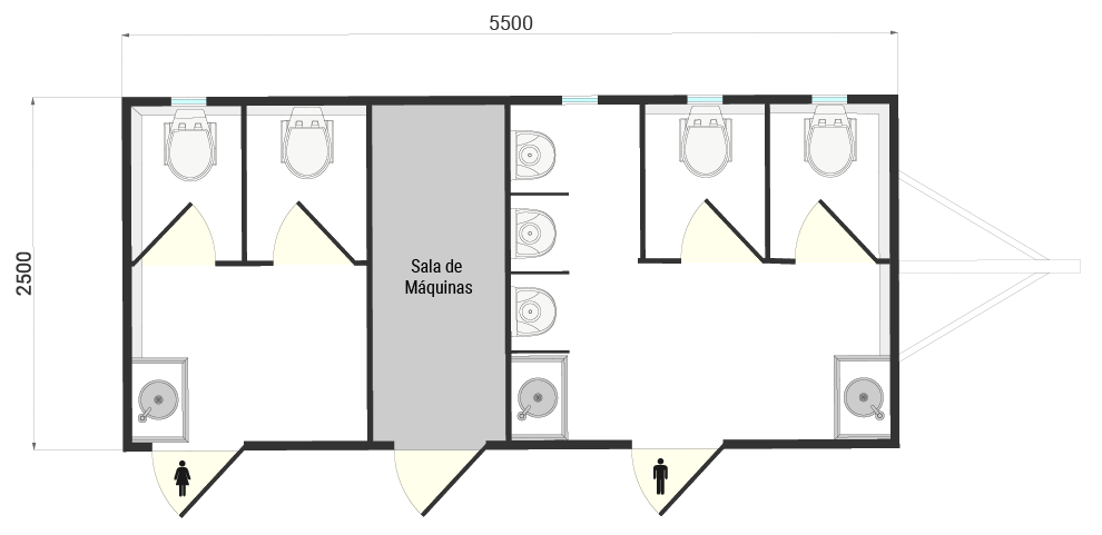 Planta - Baño Móvil: TB 550